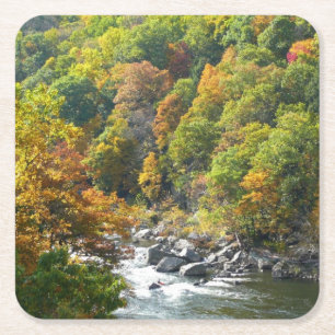 Fall Colour at Ohiopyle State Park Square Paper Coaster