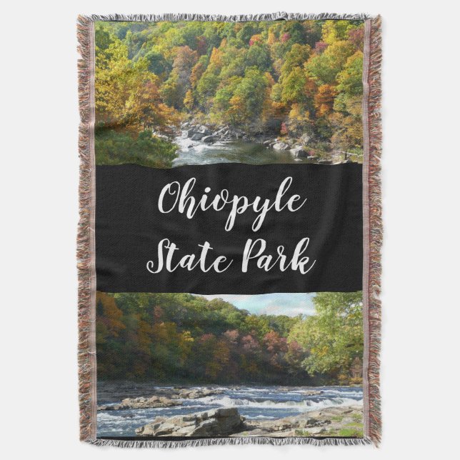 Fall Colour at Ohiopyle State Park Throw Blanket (Front Vertical)