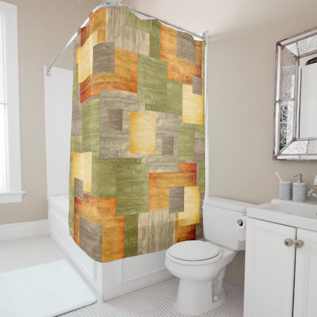 Fall Colour Blocks Shower Curtain (In Situ)