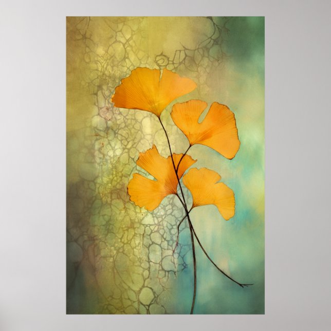 Fall Colour Ginkgo Leaves Poster (Front)