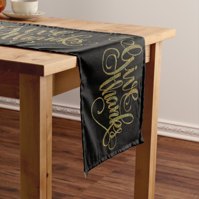Fall Colour paisley-Give Thanks Swirly Text Medium Table Runner (In Situ)