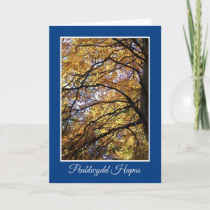 Fall Colour Trees Birthday Card, Welsh Greeting Card