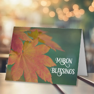 Fall Coloured Leaves Autumn Equinox Mabon Blessing Card