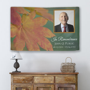 Fall Coloured Leaves Celebration of Life Funeral Banner
