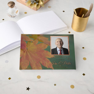 Fall Coloured Leaves Celebration of Life Memorial Guest Book