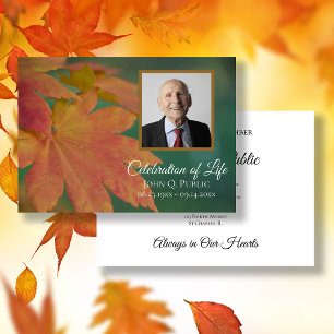 Fall Coloured Leaves Celebration of Life Memorial Invitation