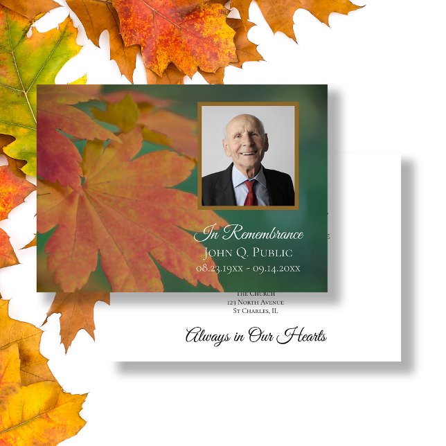 Fall Coloured Leaves Death Anniversary Memorial Invitation (Creator Uploaded)