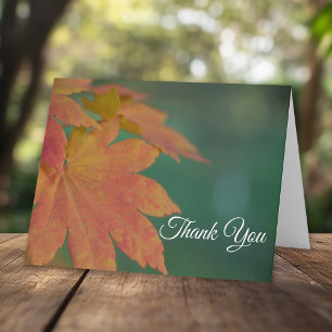 Fall Coloured Leaves Funeral Memorial Sympathy Thank You Card