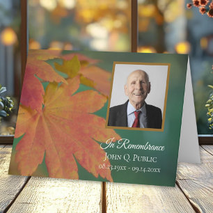 Fall Coloured Leaves Funeral Memorial Sympathy Thank You Card