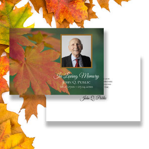Fall Coloured Leaves Funeral Memorial Sympathy Thank You Card