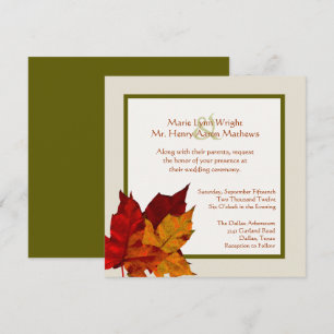 Fall Coloured Leaves Wedding Invitation