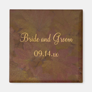 Fall Coloured Maple Leaves Wedding Magnet