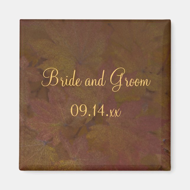 Fall Coloured Maple Leaves Wedding Magnet (Front)