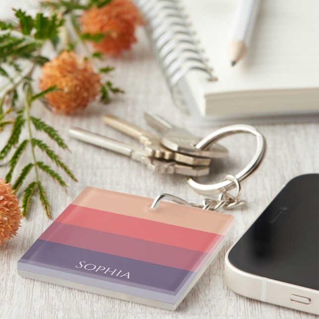 Fall Coloured Stripes- Acrylic Keychain (Front Right)