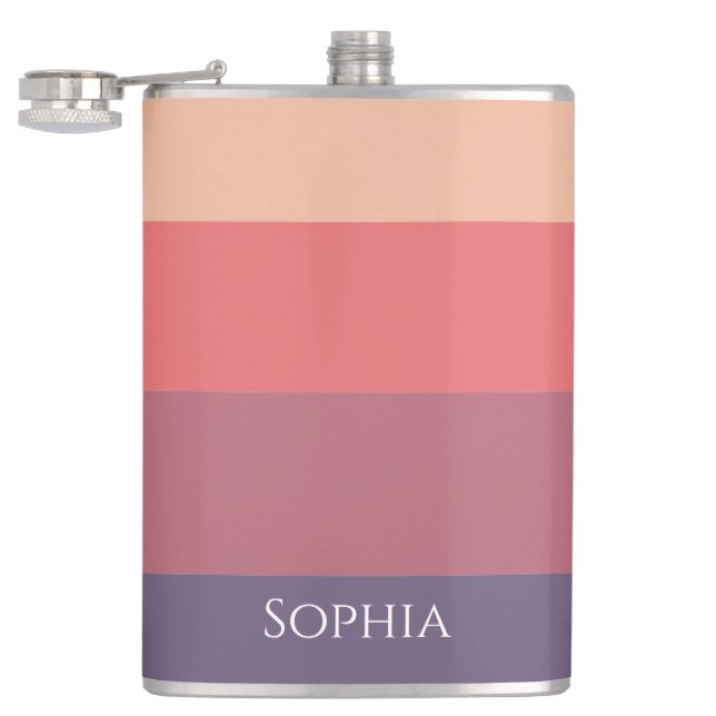 Fall Coloured Stripes-Sip in Style This Autumn- Hip Flask (Opened)