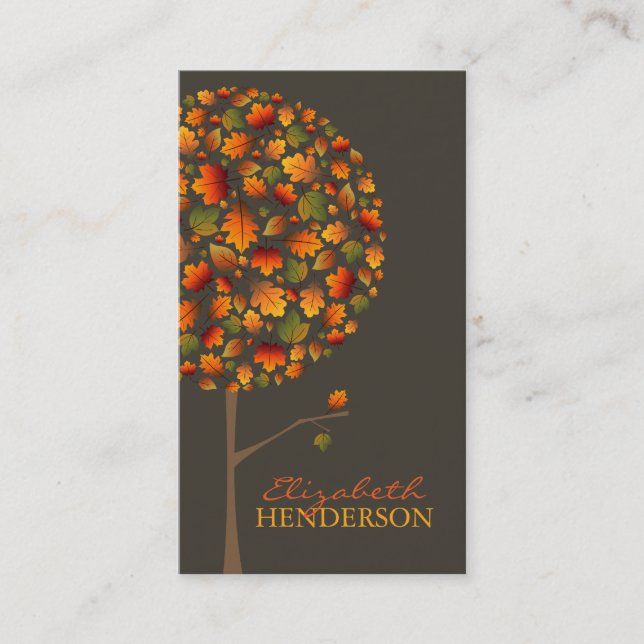 Fall Colourful Leaves Autumn Pop Tree Nature Business Card (Front)