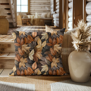 Fall Colours Autumn Leaves Watercolor Pattern Cushion
