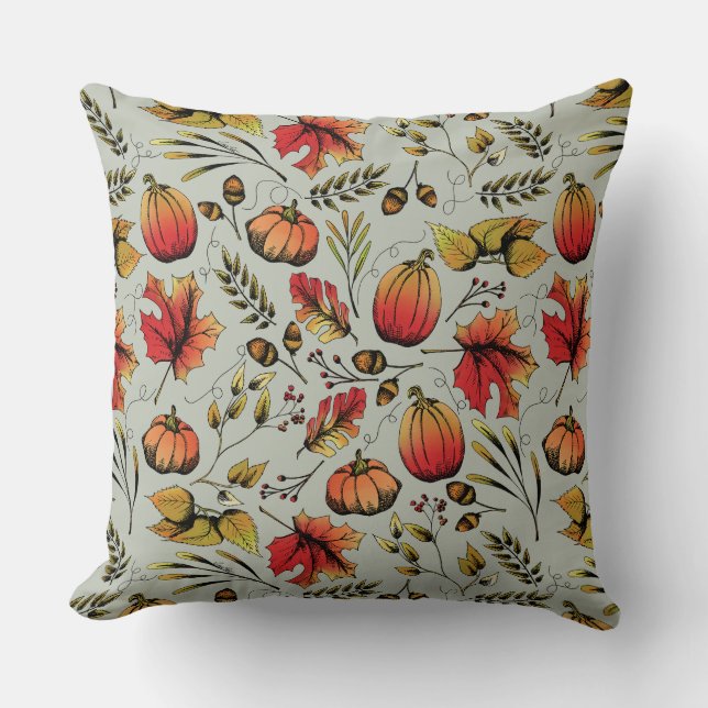 Fall Colours Autumn Pumpkin Harvest  Cushion (Front)