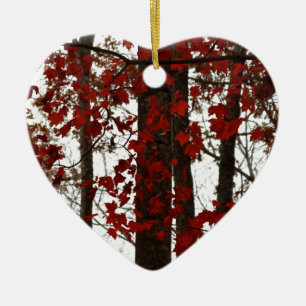 Fall Colours Autumn Trees Red Maple Leaves Ceramic Tree Decoration