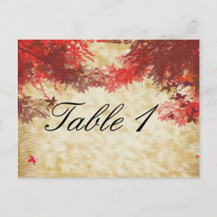 Fall Colours: Burgundy and Red Branch Table Number Postcard