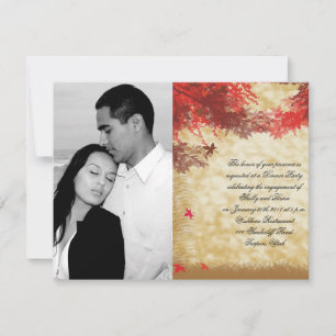 Fall Colours: Burgundy and Red Wedding Engagement Invitation