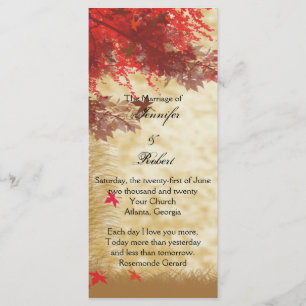 Fall Colours: Burgundy and Red Wedding Program
