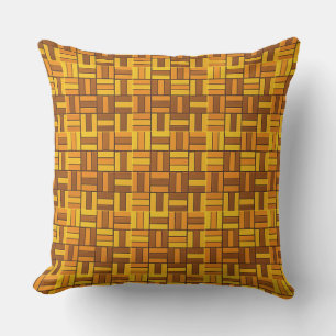 Fall colours, ceramic-look tiled pattern outdoor cushion