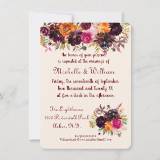 Fall Colours Floral Wedding Invitations