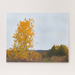 Fall Colours Lone Cottonwood Tree Impressionist Ar Jigsaw Puzzle