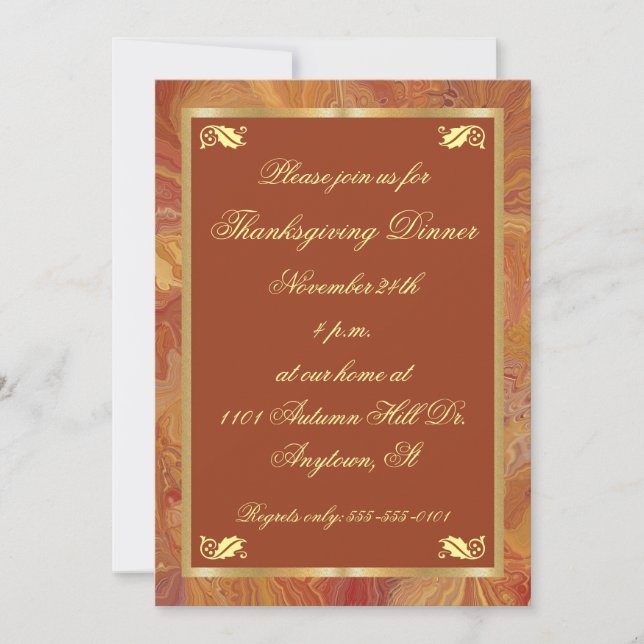 Fall Colours Marbled Paper Thanksgiving Invitation (Front)