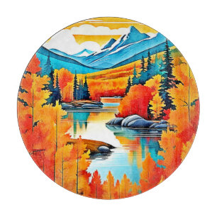 Fall Colours Mountain View Cutting Board