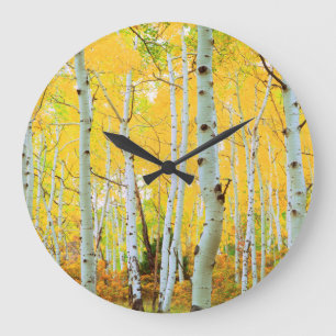 Fall colours of Aspen trees 1 Large Clock