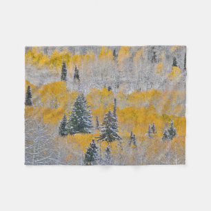 Fall Colours of Aspens & Fresh Snow Keebler Pass Fleece Blanket