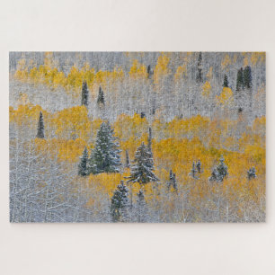 Fall Colours of Aspens & Fresh Snow Keebler Pass Jigsaw Puzzle