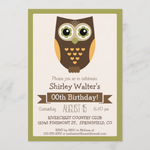 Fall Colours Owl, Adult Birthday Party Invitation