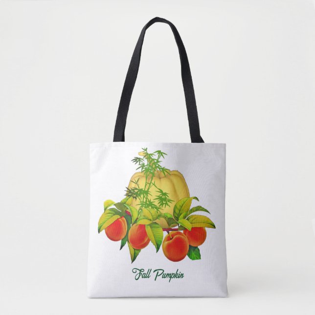 Fall Colours Pumpkin Red Apple Trendy Shopping Tot Tote Bag (Front)
