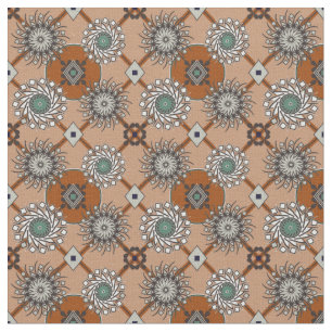 Fall Colours Rust Brown and Aqua Fabric