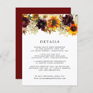 Fall Colours Sunflower Wedding Guest Details Enclo Enclosure Card