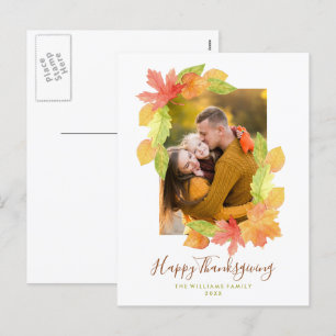 Fall Colours Thanksgiving Family Photo Holiday Postcard
