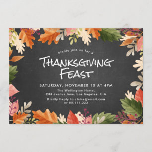 Fall colours thanksgiving feast invitation