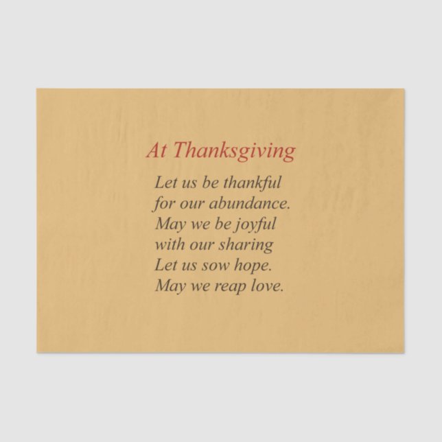 Fall Colours Thanksgiving Poem Tissue Paper (Front)