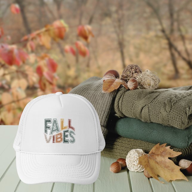 Fall Colours Vintage Distressed Fall Vibes Trucker Hat (Creator Uploaded)