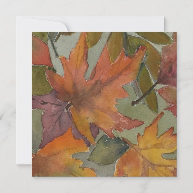 Fall Colours Watercolor Fallen Leaves Greeting Car Card (Front)