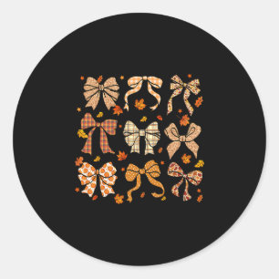 Fall Coquette Bow Fall Pumpkin Thanksgiving Women Classic Round Sticker