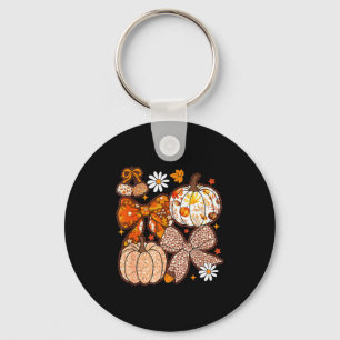 Fall Coquette Bow Fall Pumpkin Thanksgiving Women  Key Ring