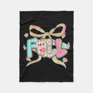Fall Coquette Bow Pumpkin Thanksgiving Autumn Leav Fleece Blanket