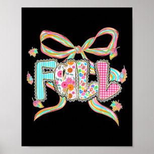 Fall Coquette Bow Pumpkin Thanksgiving Autumn Leav Poster
