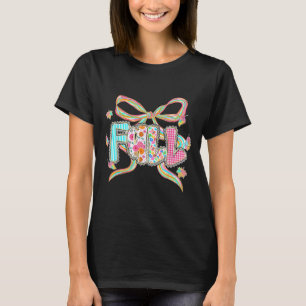Fall Coquette Bow Pumpkin Thanksgiving Autumn Leav T-Shirt
