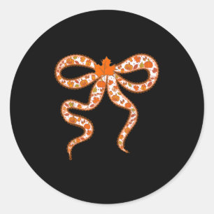 Fall Coquette Lace Bow Leaves Pumpkin Thanksgiving Classic Round Sticker