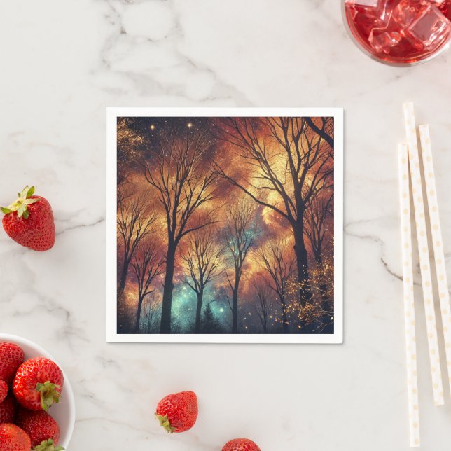 Fall Cosmic Twilight Forest Découpage Napkins (Insitu)